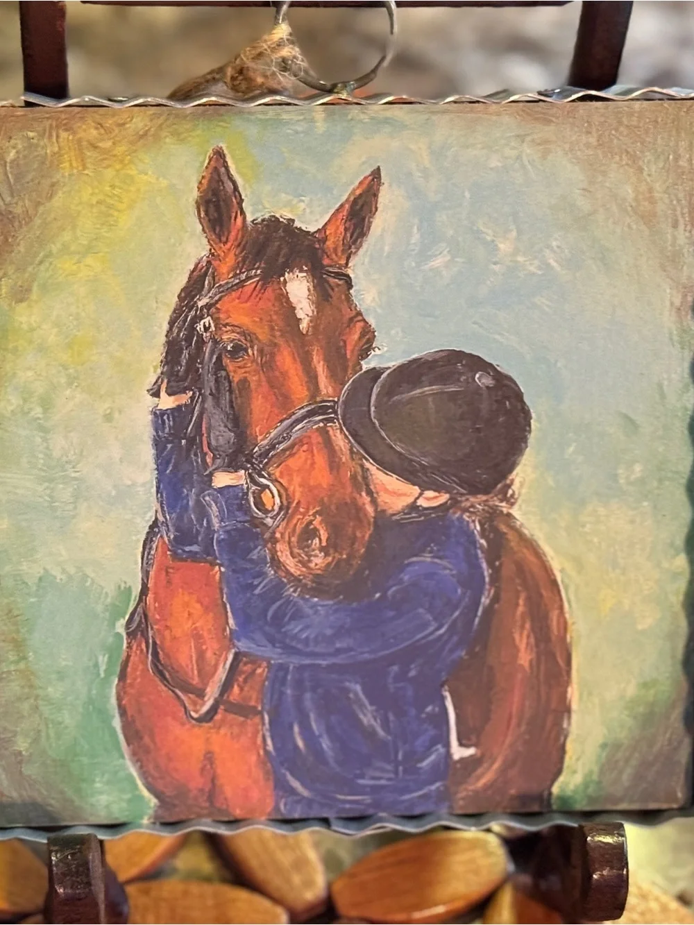 Mini Hamilton “Living The Dream” Horse & Rider Decorative Plaque